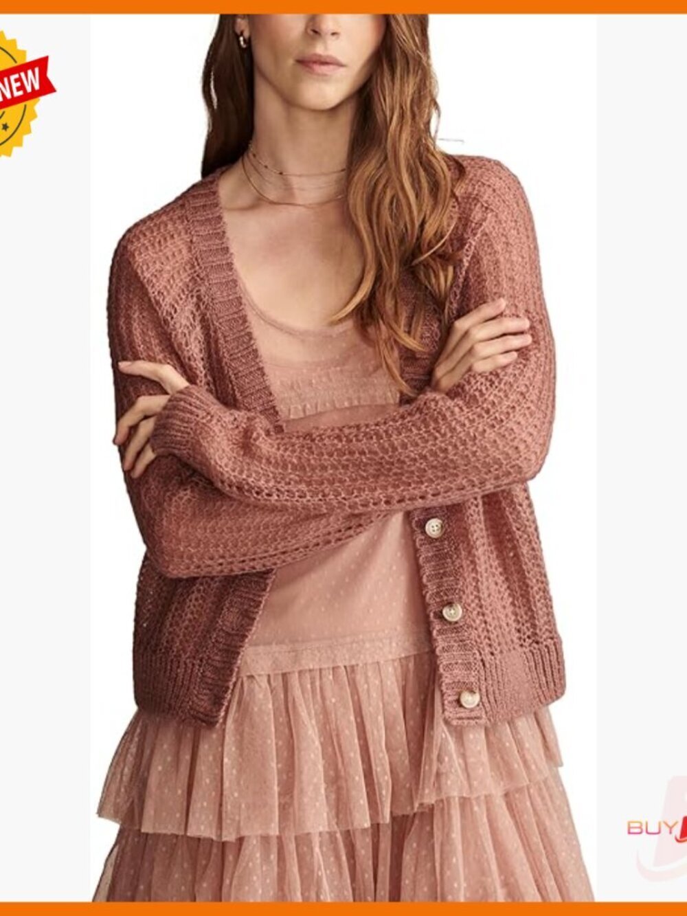 Half Stitch Cardigan Sweater, Acrylic, Button Front, Regular Fit